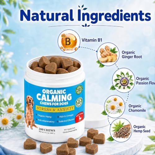 Calming Chews for Dogs, Dog Calming Treats with Melatonin 200 Soft Chews