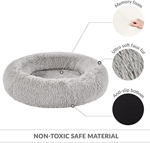 Friends Forever Serena Calming Donut Dog Bed, Grey