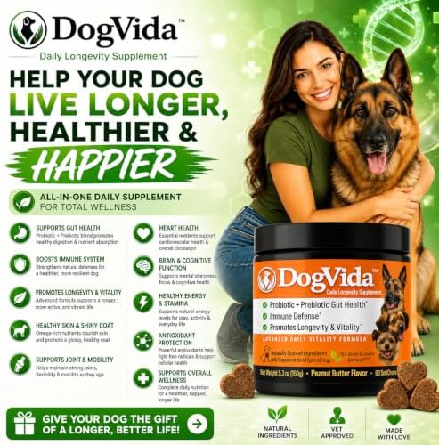 Dog Multivitamin Soft Chews with Probiotics & Omega 3 for Gut, Immune & Skin Support - Daily Wellness Treats for Dogs of All Breeds & Sizes - Peanut Butter Flavor, 60 Count, Made in USA