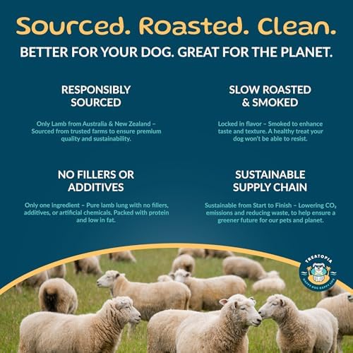 TREATOPIA Lamb Lung Filet Dog Treats, 4 LB Bag, All-Natural, High Protein