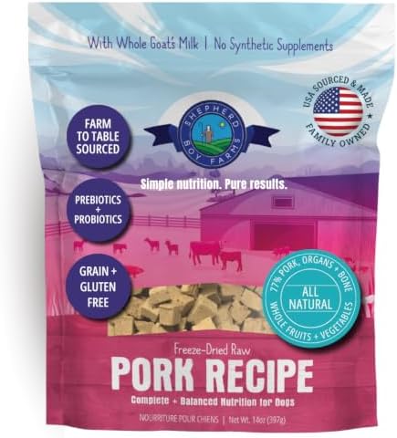 Shepherd Boy Farms Freeze-Dried Dog Food, Pork Recipe, Synthetic Free 14 oz