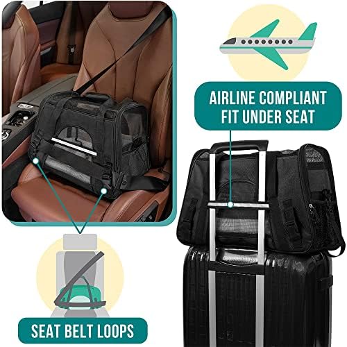 PetAmi Airline Approved Pet Carrier, Cats & Small Dogs, Small, Black