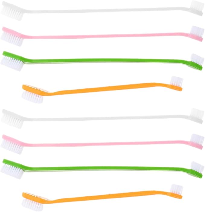 KESYOO 8pcs Dual-Head Dog Toothbrushes Soft Bristle Small and Large Sizes Pet Oral Care Handheld Puppy Teeth Cleaning Brush Set