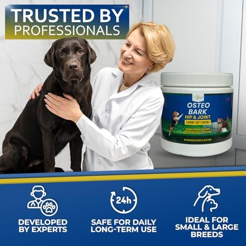 Osteo Bark Hip & Joint Canine Soft Chews, 60 Count, Bone and Joint Support for All Dog Breeds - Glucosamine & Chondroitin Chews with MSM - Pain, Inflammation, Arthritis