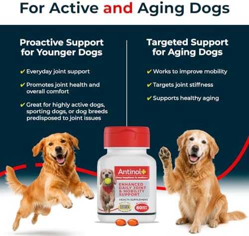 Antinol Plus Mobility Hip & Joint Supplement for Dogs, 180 Soft Gels