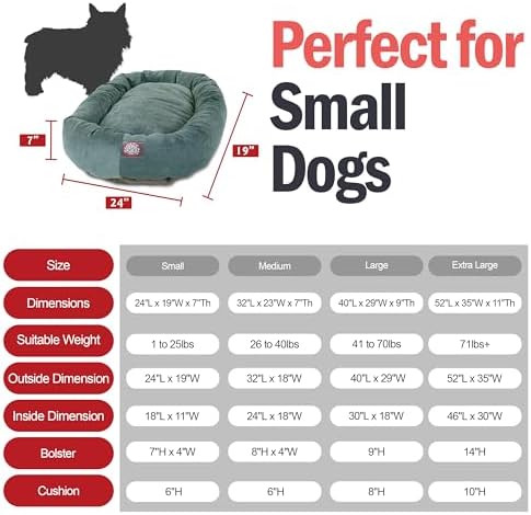 Majestic Pet Micro Velvet Calming Dog Bed, 24 Inch Small, Washable, Azure