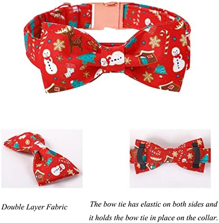 Lionet Paws Christmas Dog Collar with Bowtie, Dog Bowtie Collar with Metal Buckle for Dogs, Adjustable Comfortable Dog Collar Girl Boy Gift, XL, Neck 16-26 in