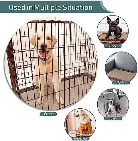 Large Dog Crate Pad 36 inch Memory Foam Dog Kennel Bed Soft Flannel Washable Anti Slip Puppy Sleeping Mat,Brown
