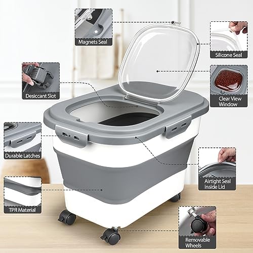 Viretec Dog Food Storage Container, 20Lbs, Silicone, White