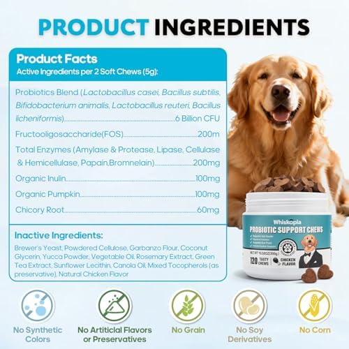 Dog Probiotic for Digestive Gut Support 120 Soft Chews