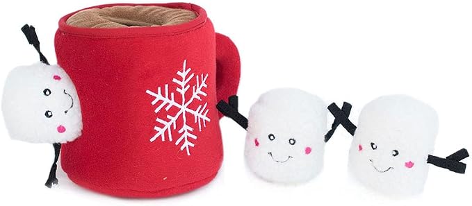 ZippyPaws Burrow Interactive Dog & Puppy Toys for Boredom - Hot Cocoa | Stimulating Pet Products to Keep Them Busy, Hide & Seek Plush Puzzle, Enrichment Squeaky Toy for Small & Medium Dogs