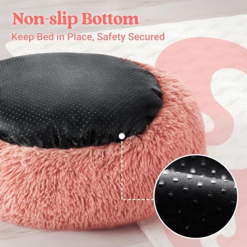 rabbitgoo Calming Cat Beds for Indoor Cats, 27 inches, Pink