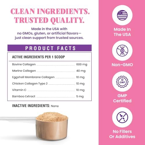 Premium 5X Collagen Powder for Dogs - Types I, II, III, V & X - Skin, Join, Gut & Coat Support - Collagen Powder with Bamboo & Vitamin C, 180 Scoops 4.28 oz