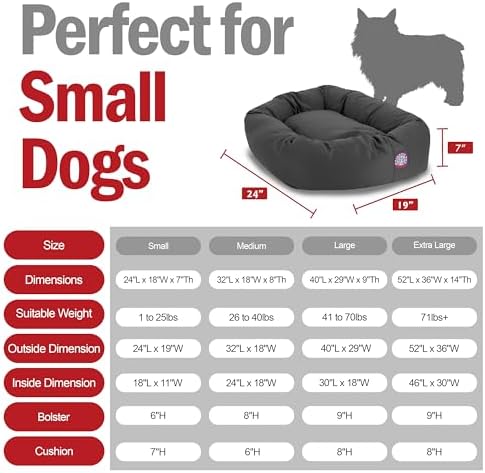Majestic Pet Bagel Calming Dog Bed, 24 Inch Small, Round, Washable, Gray