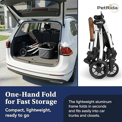 Dog Stroller with Detachable Carrier - Gray, for Small Dogs & Cats