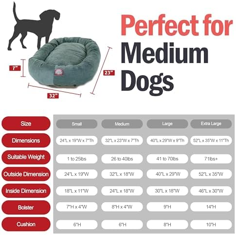 Majestic Pet Micro Velvet Calming Dog Bed, 32 Inch Medium, Washable, Azure