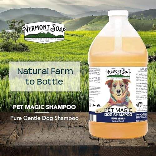 VERMONT SOAP Organic Pet Shampoo, Blueberry Natural Dog Shampoo, 64 oz
