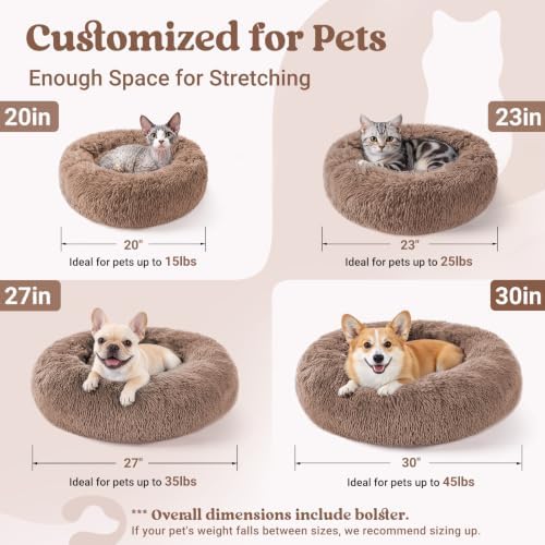 rabbitgoo Calming Cat Beds for Indoor Cats, 20 inches, Light Brown