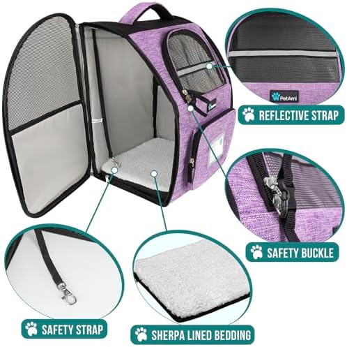 PetAmi Dog Backpack Carrier, Airline Approved, Purple