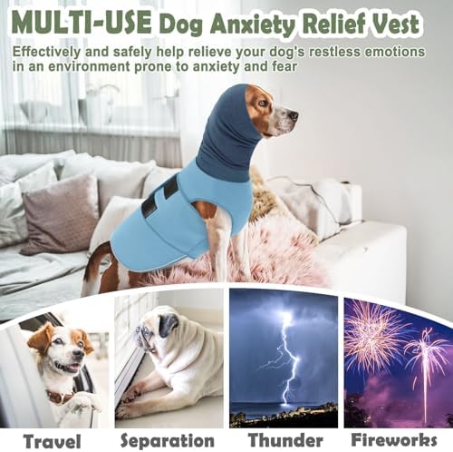 KOESON Reflective & Soft Dog Anxiety Vest with Ear Wraps for Thunderstorm