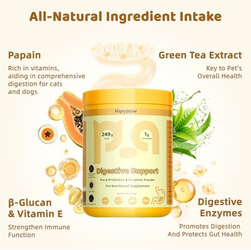 Digestive Probiotics for Dog - Digestive Enzymes Plus Probiotics & Prebiotics Promote Digestion and Regulate Gut Microbiota Balance for Cats and Dogs - 8.7oz Powder
