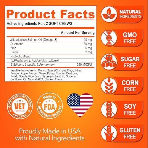 Omega 3 for Dogs - Fish Oil for Dogs Chews - Skin and Coat Supplement