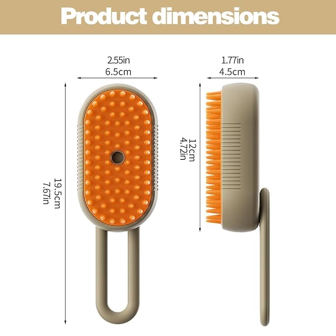 2026 Upgraded 4-in-1 Pet Steam Groomer Brush for Cats & Dogs, Massaging Steam Brush for Shedding Hair Removal, Cleaning & Grooming Comb (Brown)