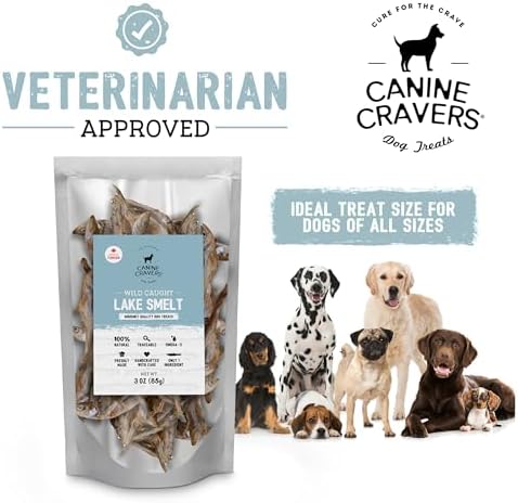 Canine Cravers Single Ingredient Dog Treats - Wild Caught Lake Smelt, 3oz (Pack of 2)