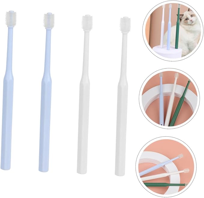 BESPORTBLE 4pcs Pet Toothbrush for Dog Cat Oral Care Lightweight Ergonomic Bristles for Comfortable Cleaning Includes Brushes