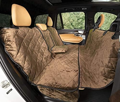 Plush Paws Products Velvet Convertible Rear Seat Cover | Durable Diamond Stitching | Washable & Waterproof Back Seat Cover | Car, Truck & SUV | Nonslip, Tear Resistant Protection | Regular Chocolate