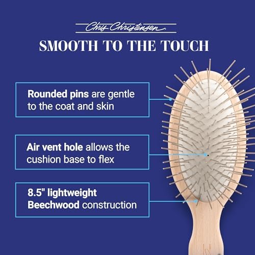 Chris Christensen 35 mm Oval Pin Dog Brush, Stainless Steel, Brown, Oval
