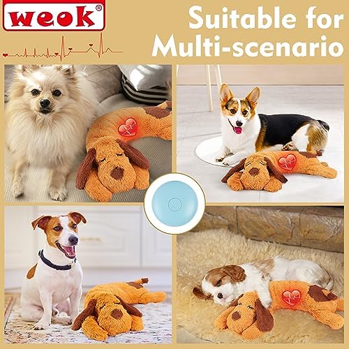 WEOK Heartbeat Puppy Toy, Comfort Cuddler Pillow, Dog Anxiety Relief Calming Aid,Heartbeat Stuffed Toy for Dogs,Puppy Heartbeat Toy Sleep Aid,Dog Heartbeat Toy for Pet
