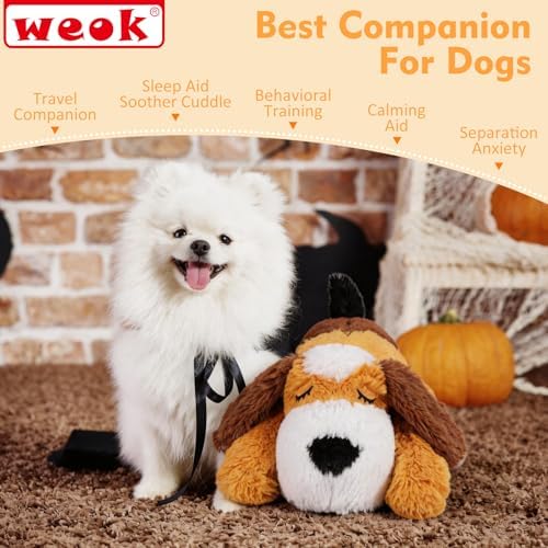 WEOK Heartbeat Puppy for Dogs-for Separation Anxiety Relief, Heartbeat Stuffed Animal Anxiety Calming Behavioral Aid Plush Toy for Dogs Cats Pets