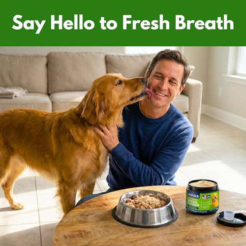 Pupzle Dog Teeth Cleaning Powder for Fresh Breath, Mint, 60 Days Supply