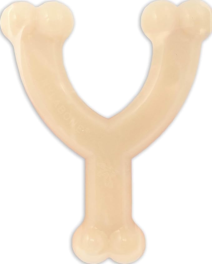 Nylabone Power Chew Wishbone Dog Chew Toy, Original Flavor, Medium | Durable chew toys, long lasting, flavor throughout, discourages destructive chewing, easy-hold shape, for dogs up to 35 lbs