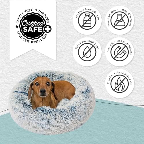 Best Friends by Sheri Calming Donut Dog Bed, Small, Denim Blue, 23"x23"