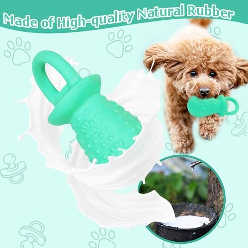 Latex Chew Dog Toys, Novelty Squeaky Pacifier Dog Toys, 5.2" Durable Pacifier Dog Chew Toys for Small and Medium Dogs (Green,1 Pcs)