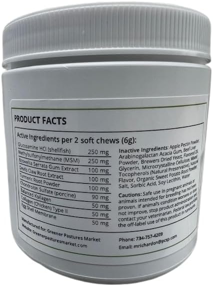 Hip & Joint Supplement Soft Chews for Dogs – Advanced Mobility & Comfort Support – Glucosamine, Chondroitin, MSM, Turmeric, Boswellia & Collagen – 60 Count