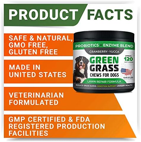 StrellaLab Grass Restore Treats for Dogs - Dog Pee Lawn Repair Chew Probiotics + Digestive Enzymes, Cranberry - Dog Urine Neutralizer for Grass Burn Spots - Health & Wellness Supplements for Dog