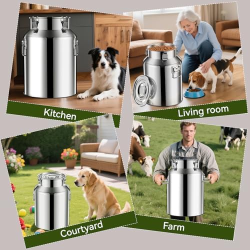 Newget 13lb Stainless Steel Dog Food Storage Container with Scoop, 13lb, Stainless Steel, Stainless steel