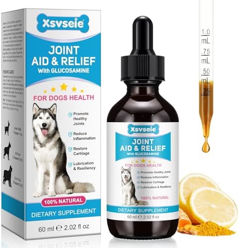 Dog Hip and Joint Supplement, Glucosamine for Dogs, Chondroitin Drops for Dogs, Pain Relief for Dogs, Dog Supplement for Joint Health, Mobility Pain Relief, Bacon Flavor-2 Oz/60ml