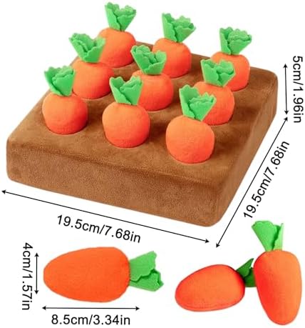 Snuffle Mat for Puppies, Carrot Garden Dog Toy with 9 Carrots, Interactive Puppy Enrichment Toys, for Training Feeding Play