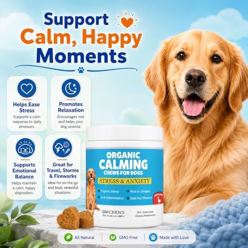 Calming Chews for Dogs, Dog Calming Treats with Melatonin 200 Soft Chews