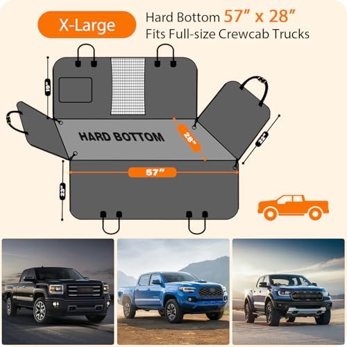 URPOWER PU Leather Hard Bottom Dog Seat Cover - Full-Size Crew Cab Trucks