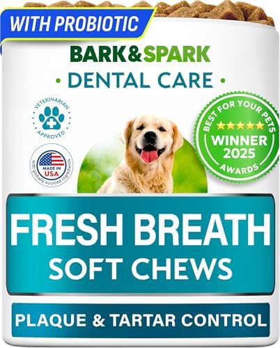 BARK&SPARK Dog Teeth Breath Freshener Chews, Dental Cleaning Treats