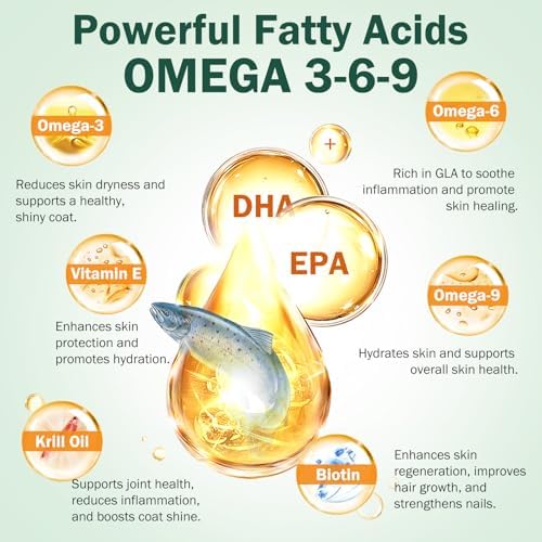 Dog Allergy Relief Chews - Omega 3 Fish Oil Skin and Coat Supplement - Dog Itching & Ears Relief - Reduced Shedding, Seasonal Allergies Dry Skin Itchy Paws Hot Spots Treatment