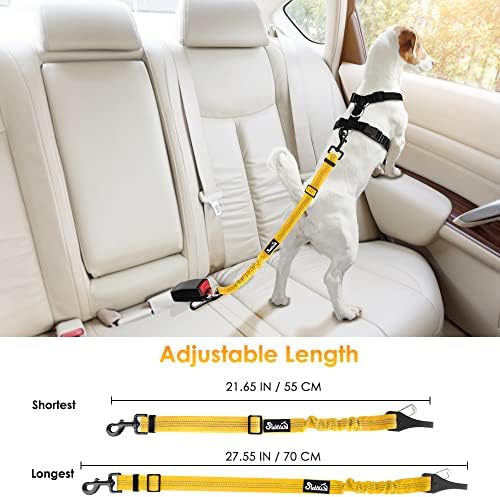 SlowTon Dog Harness - Adjustable Seatbelt, 2-in-1 Latch Bar, Yellow, 27.55in