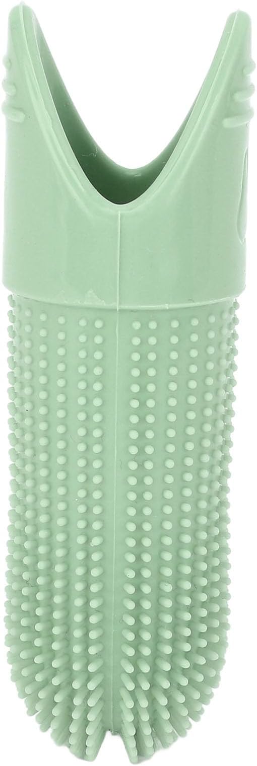 TOPINCN Silicone Dog Finger Toothbrush 360 Degree Food Grade for Dogs Cats Care with Flexible Design for Oral Clean (Green)