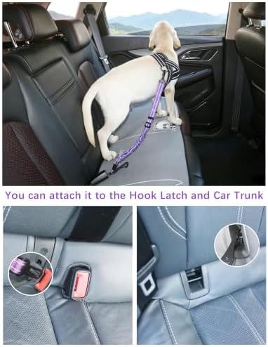 AUBELL Dog Seat Belt for Car - 2-Pack Set, Black+Purple