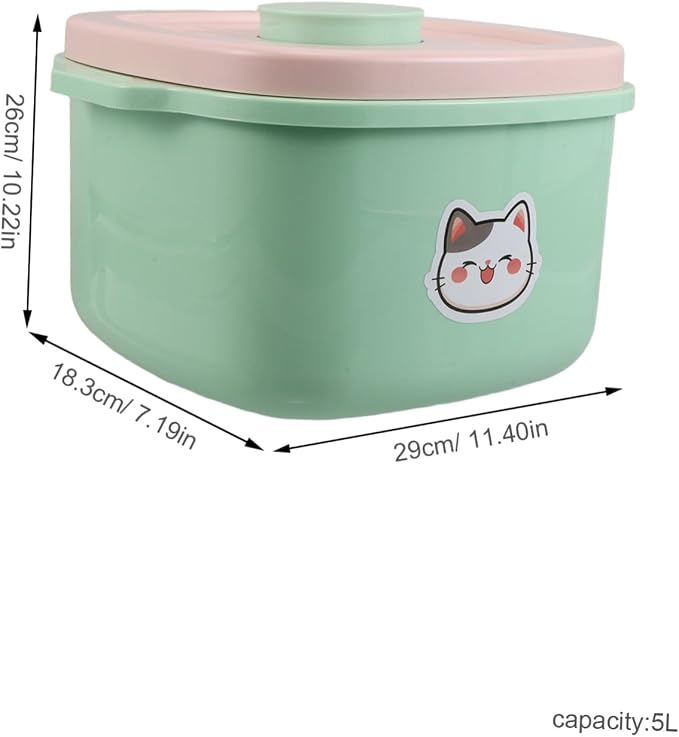 COLLBATH Pet Food Storage Barrel with Airtight Vacuum Seal Lid Plastic Container for Cat, Light Green